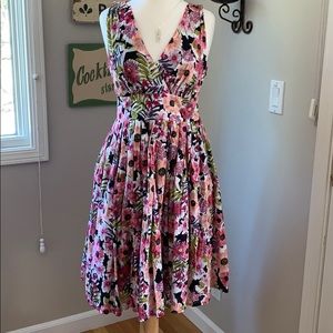 Gorgeous fit n flare dress - pink floral